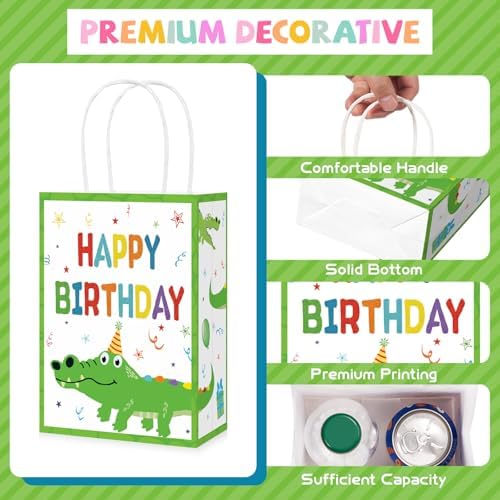16Pcs Alligator Birthday Party Favor Bags Reptile Crocodile Goodie Bags