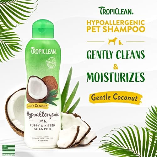 TropiClean Gentle Puppy Shampoo, Sensitive Skin, Coconut Scent, 20oz