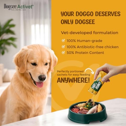 Dogsee Activet+ Freeze Dried Dog Food Topper with Yak Cheese Powder, Dog Supplement for Hip & Joint, Improve Mobility, Bone Strength & Promotes Better Joint Health (30 Sachets)
