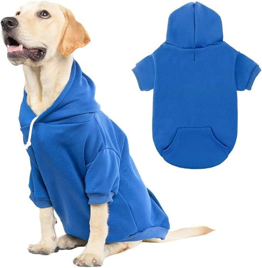 KOOLTAIL Dog Hoodie for Large Medium Small Dogs,Soft and Warm Pet Sweater with Leash Hole and Pocket Boy Girl,Puppy Fall Winter Jacket Clothes,French Pitbull Cold Weather Coat Sweatshirt,Blue XL