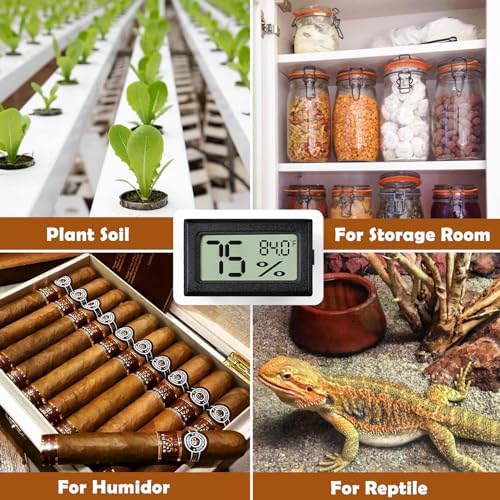 Reptile Thermometer and Humidity Gauge,2PCS Digital Hygrometer Adhesive Reptile Terrarium Hydrometer,Bearded Dragon Tank Accessories,Pet Humidity Meter Supplies for Leopard Crested Gecko,Snake,Lizard