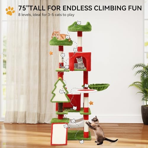 DWVO 75in Christmas Cat Tree Tower