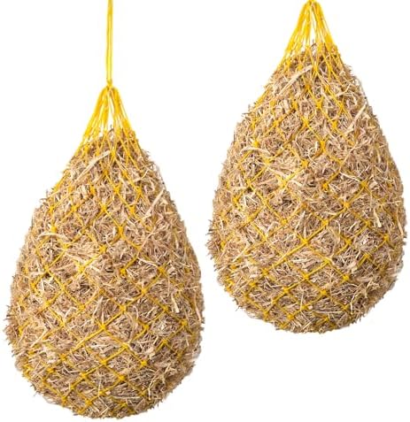 Slow Feed Hay Nets for Horses, 2 Pack,40 Inch,2 Inch Holes,Yellow
