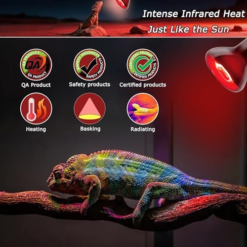 Reptile Infrared Heat Lamp,60W Red Heat Bulb for Reptile Habitats