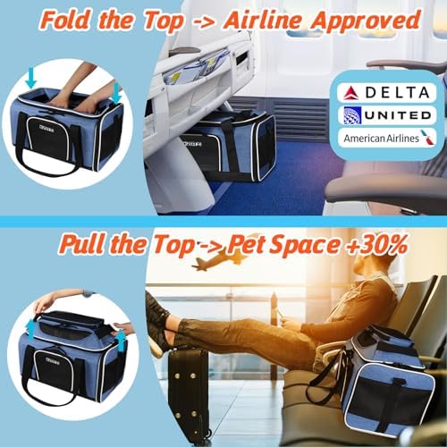 Petskd Top-Expandable Small Pet Carrier 18"x11"x11" Airline Approved