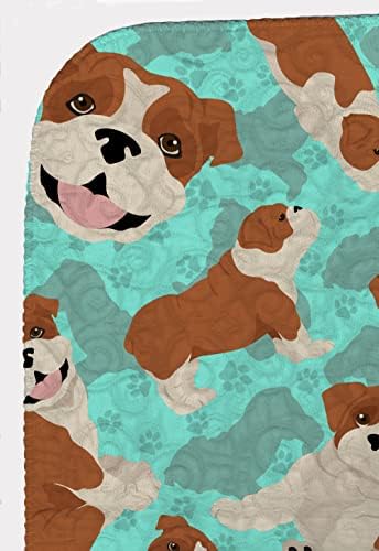 Caroline's Treasures MLM1013LQB Red and White English Bulldog Quilted Blanket 50x60 Artwork Pattern Quilted Throw Blanket for Bed, Couch, Sofa, Soft and Lightweight