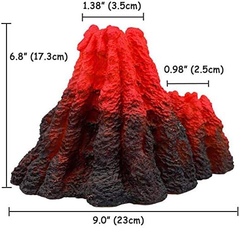 S-Lifeeling Tank Decoration Volcano Ornament Lava Explosion Look Aquarium Decorations with Multi-Color LED Spotlight for Fish Tank (L)