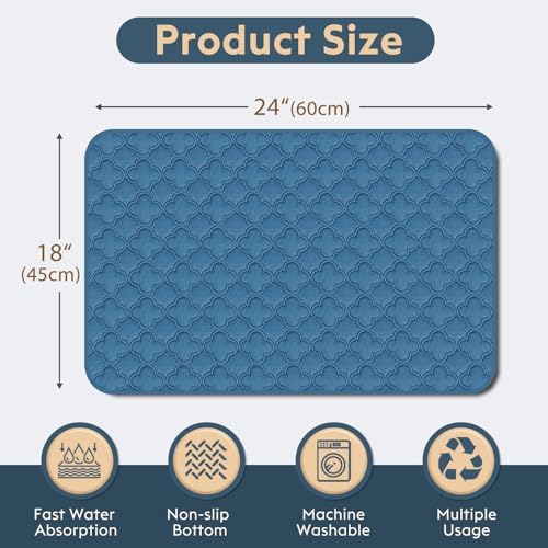 FunFurry Washable Pee Pads for Dogs - 4 Pack Reusable Pee Pads,Waterproof Puppy Pads,Pet Training Pads,Super Absorbent with Dog Paw Shape Non-Slip Backing (Blue, 18" X 24" - 4 Pack)