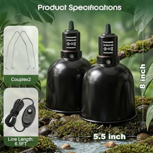 Dimmable Reptile Heat Lamp Fixture, Dome Reptile Light