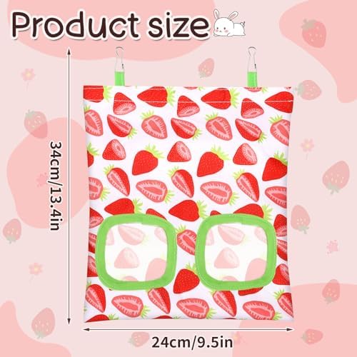 UPINS 3Pack Guinea Pig Hay Feeder Bag,Bunny Rabbit Cage Bag Hanging Holder