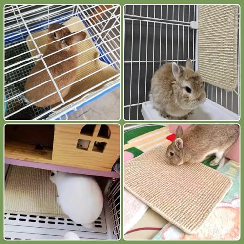 FHTONGE 2 Pcs Sisal Rabbit Scratching Mats for Cage Bedding Summer Cooling