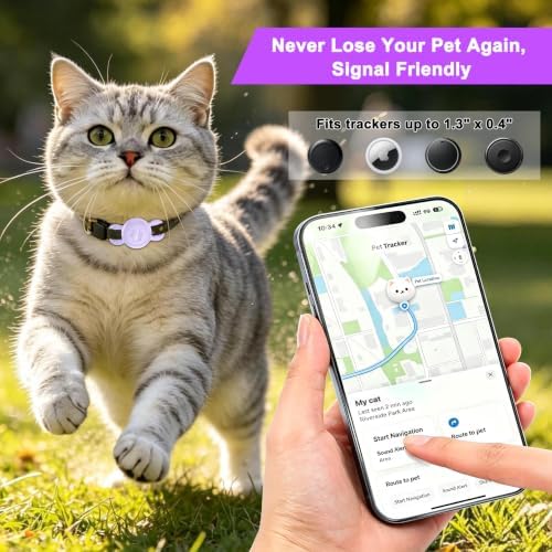 Airtag Dog Collar Holder for Cat or Small Dog, Waterproof, 1 Pack Purple