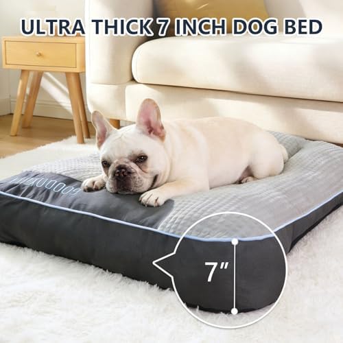 Orthopedic Dog Bed for Medium Dogs, Rectangle 32"x25"x7", Durable Warm Soft Plush Pet Couch Bed, High-Density Sponge Joint Relief, Calming Anti-Anxiety Dog Crate Pad with Non-Slip Bottom