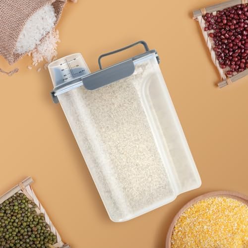 Airtight 10 Lbs Rice Storage Container Pet Dog Cat Food Holder 5 Lbs - Grey