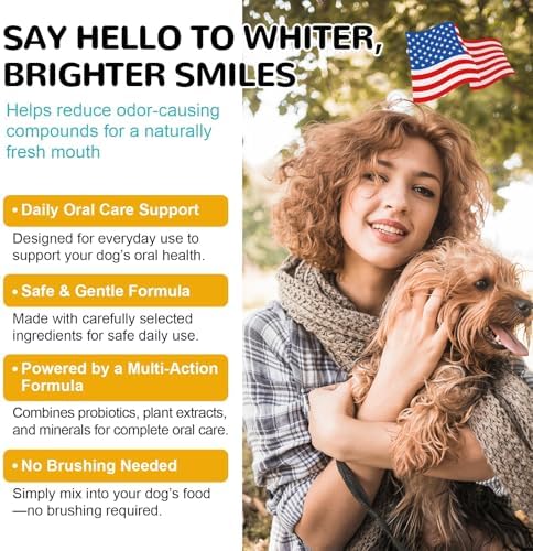 Dental Powder for Dogs, Dog Teeth Cleaning Powder, Teeth Cleaning and Breath Fresher & Plaque and Tartar Remover with Enzyme, Probiotics. PlaqueOff Pet Tooth Cleaning 120 Grams 2 Packs