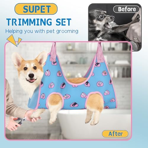 Supet Dog Grooming Hammock for Nail Trimming, Pet Grooming Hanging Harness