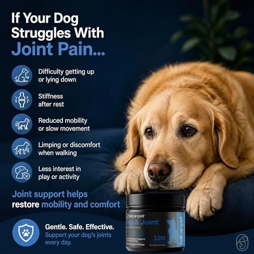Hip & Joint Chews for Dogs – Glucosamine, Chondroitin, MSM & Green Lipped Mussel – Supports Mobility & Joint Health for Dogs – Natural Dog Joint Supplement – Chicken Flavor, 120 Soft Chews