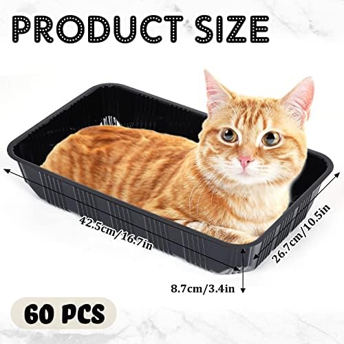 Tessco for You 60 Pack Disposable Litter Boxes for Cats,Black