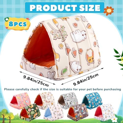 Cinnvoice 8 Pcs Guinea Pig Hideout Washable Bed for Hamster Bunny, 9.8 in