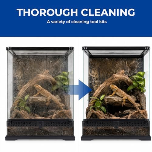 Bearded Dragon Tank Cleaning Kit, Reptile Mini Dustpan and Brush