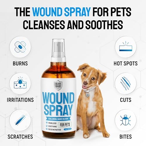 SILVER GRADE Dog Wound Spray for Pets – Colloidal Silver Wound & Skin Care for Dogs & Cats + Secret Product in a Set – Help with Rashes, Hot Spots, Itches, Scratches, Skin Irritations, Bites & Burns