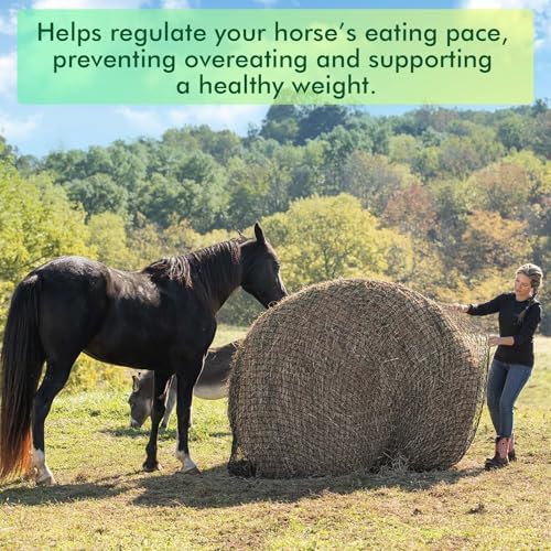6x6 ft Round Bale Hay Net – Slow Feeder for Horses & Livestock, Extra Dense 2" Knotless Holes, Durable & Healthy Feeding Solution