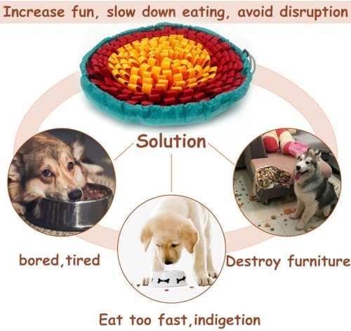 Dog Snuffle-Mat Slow-Feeder-Bowl - Simulating Grassland for Boredom, Encourages Natural Foraging Skills for Pet, Treat Indoor Outdoor Stress Relief(Tricolor)