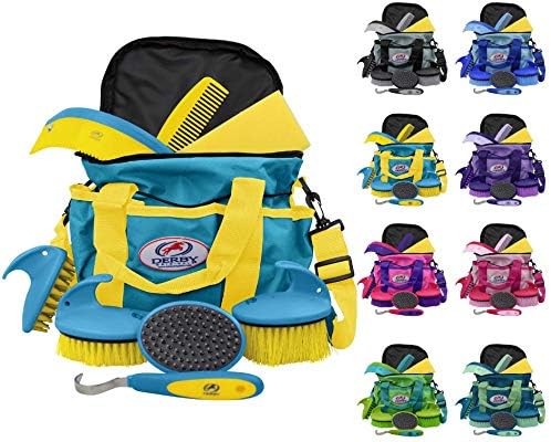 Derby Premium Comfort 9 Item Horse Grooming Kit (Blue/Yellow)