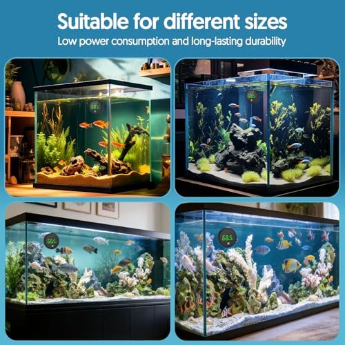 QZQ Fish Tank Thermometer Aquarium Thermometer Wireless Touch Stick Digital Aquarium Thermometer LED Display ±1°F for Monitoring The Fish Tank Aquarium Temperature Accessories (2 Pack Black)