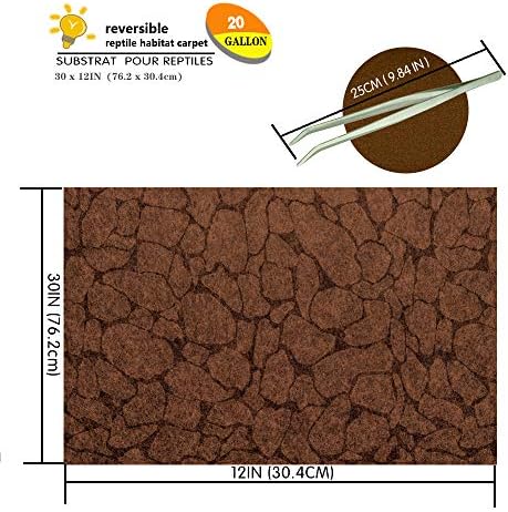 2PCS Reptile Carpet 20 Gallon, Pet Terrarium Liner, Reptiles Cage Mat/Substrate for Snakes, Chameleons, Geckos and Bearded Dragon Tank Accessories with Tweezers Feeding Tongs Desert(30*12in)