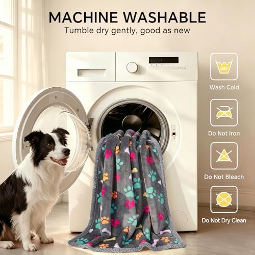 Luciphia Waterproof Dog Blanket Reversible Sherpa Fleece for Large Dogs Cat