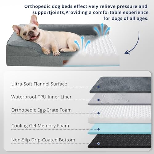 Dog Bed for Extra Large Dogs, 44-Inch Orthopedic XL Waterproof Pet Beds