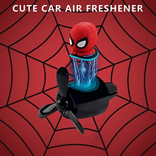 Car Air Freshener Cute Cartoon Hero Pilot Car Diffuser Rotating Propeller Automotive Air Outlet Fan Creative Car Perfume Decoration Men Cool Car Accessories