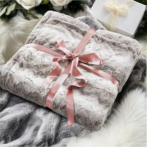 Madison Park Zuri Ultra Soft Faux Fur Twin Blanket Reversible, Grey