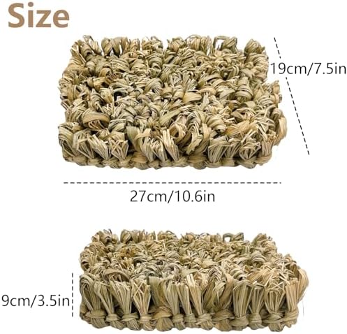 Hamiledyi Rabbit Grass Bed 2PCS Guinea Pig Hay Mat Bunny Natural Straw Woven Bed Rabbit Handmade Bedding Sleeping Grinding Nesting and Chewing Toy for Rabbit Guinea Pig Chinchilla Hedgehog Hamster