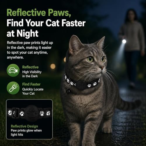 Pet Tracker,GPS Collar for Cats,Smart tag,Waterproof Compatible with Find My,No Monthly Fee,Advanced Tracking Solution Smart Collar for Pet Safety Ideal Small Large Cats(Android User)
