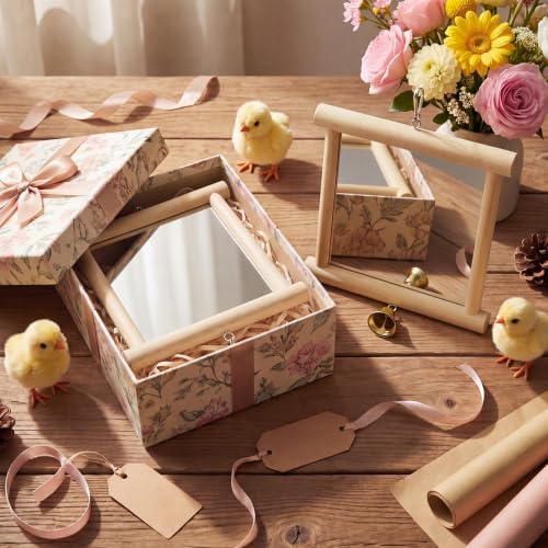 Sadnyy 2 Pcs Extra Large Chicken Mirror Toy for Coop Double Side Mirror
