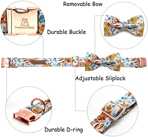 Lionheart Glory Premium Maple Leaf Dog Collar - Heavy Duty Adjustable Bowtie Collar for Small Dogs