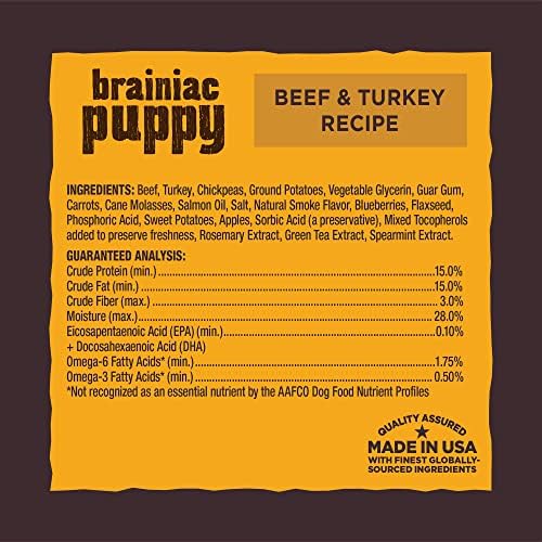 Wellness CORE Brainiac Soft Puppy Training Treats, Natural, Grain Free, Beef and Turkey Recipe, 6 Ounce Bag (Pack of 2)