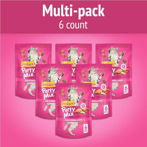 Friskies Purina Made in USA Facilities Cat Treats, Party Mix California Crunch with Chicken - 6 oz. Pouch