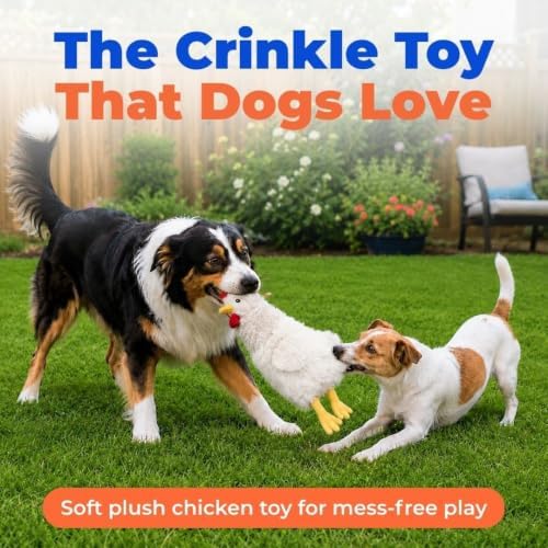 Best Pet Supplies Interactive Squeaky Dog Toy - Crinkle Chicken, Beige