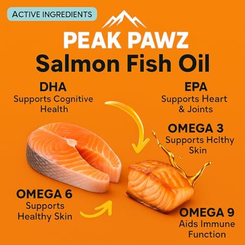 Wild Alaskan Salmon Oil for Dogs and Cats 16 oz All Natural Omega-3 EPA DHA Rich Supplement for Healthy Skin and Coat, Joint & Immune Support Fish Oil, Fast Absorbing Liquid Supplement