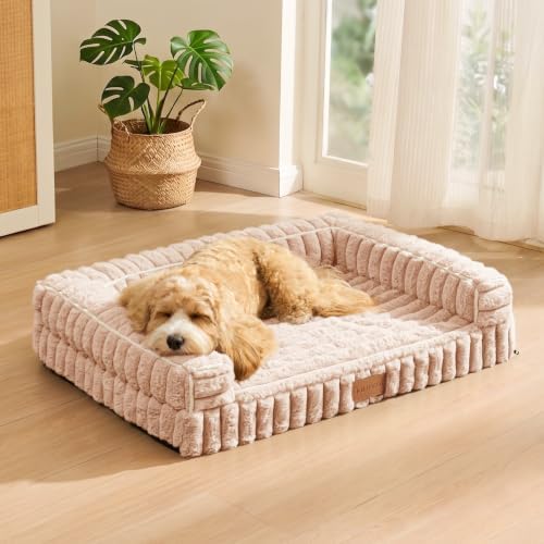 Orthopedic Medium Dog Bed Furry Pet Bed, Washable Cover 30''X20''