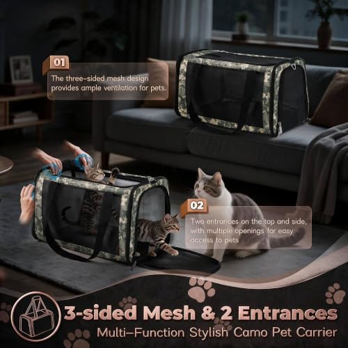 YUDODO 25lbs Cat Carrier Lightproof Soft Sided Pet Carrier for Large Cat