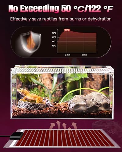 Pawfly 28 W Reptile Heat Pad 11 x 11 Inch Reptile Heating Pad Under Tank Terrarium Safe Fast Heating Mat Heat Mat for Turtles Frogs Snakes Lizards Geckos Hermit Crabs Spiders & Other Reptiles