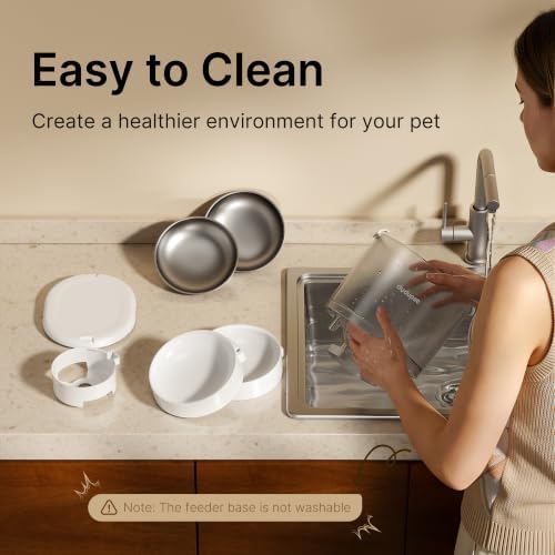 Automatic Cat Feeder for 2 Cats, Dual Cat Feeder with 5G WiFi APP