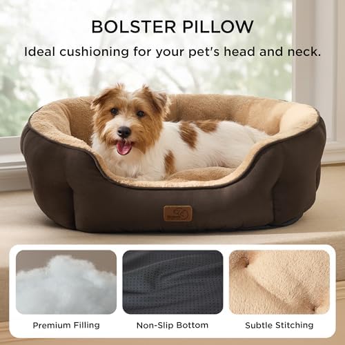 Bedsure Medium Dog Bed Washable,Large Cat Beds for Indoor Cats,28in Brown