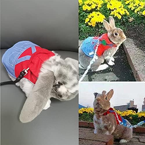 Small Pet Costume Rabbit Clothes Ferret Hoodies Sweatshirt Bunny Vest Harness and Leash Set Kitten Sweater Small Animals Outfits for Chihuahua Kitty Mini Dog and Small Breeds (A, S)