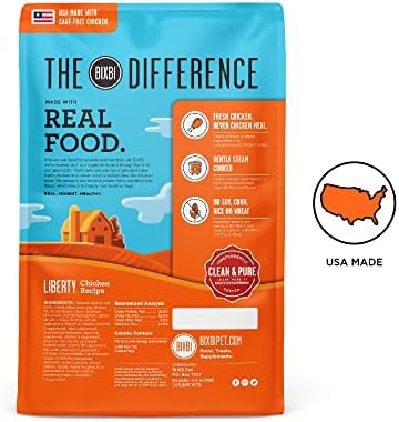 BIXBI Liberty Grain-Free Dry Dog Food, Chicken Recipe – Fresh Meat, High Protein, No Meat Meals – USA Made, 22 lbs