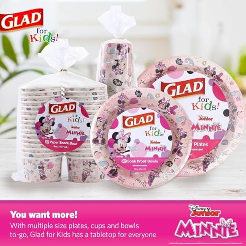 Glad for Kids Disney Minnie Mouse Paper Plates, Pink, 8.5 in, 40 Ct, 8-Pk